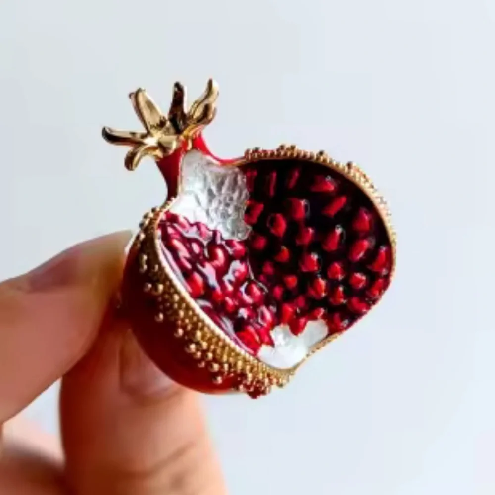 Red Pomegranate Gold Brooch